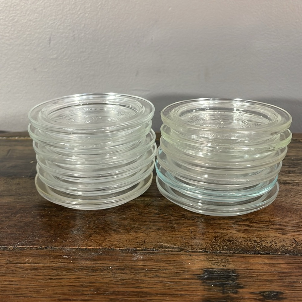 Pure glass vintage GEM jar lids - 12.  BPA FREE AND SUSTAINABLE!  Repeat usage! - Picture 3 of 11